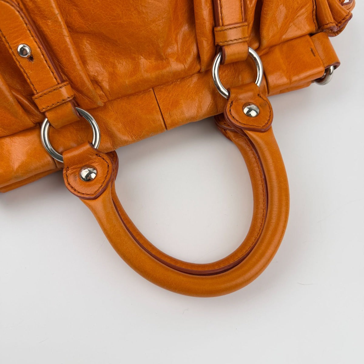 Miu Miu Shoulder Bag Orange Leather Vintage — view 13