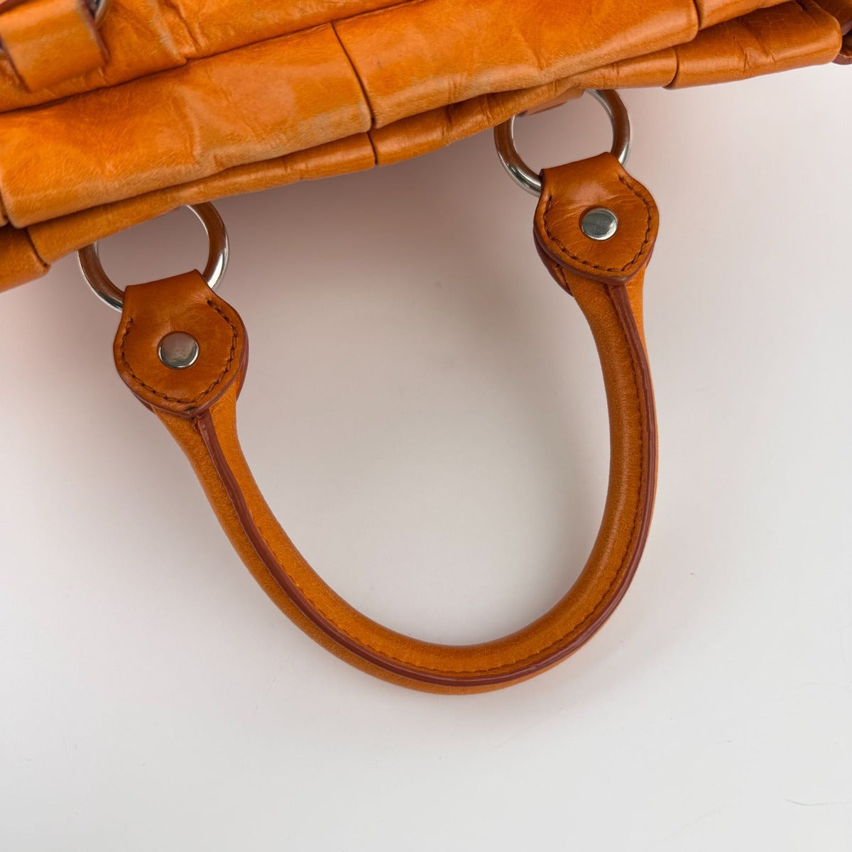 Miu Miu Shoulder Bag Orange Leather Vintage — view 14