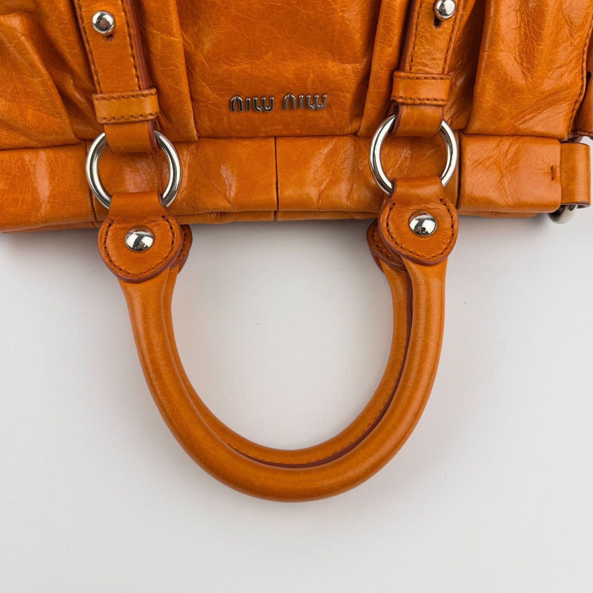 Miu Miu Shoulder Bag Orange Leather Vintage — view 15