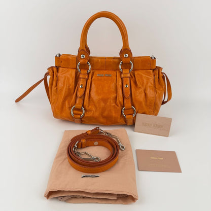 Miu Miu Shoulder Bag Orange Leather Vintage — view 2