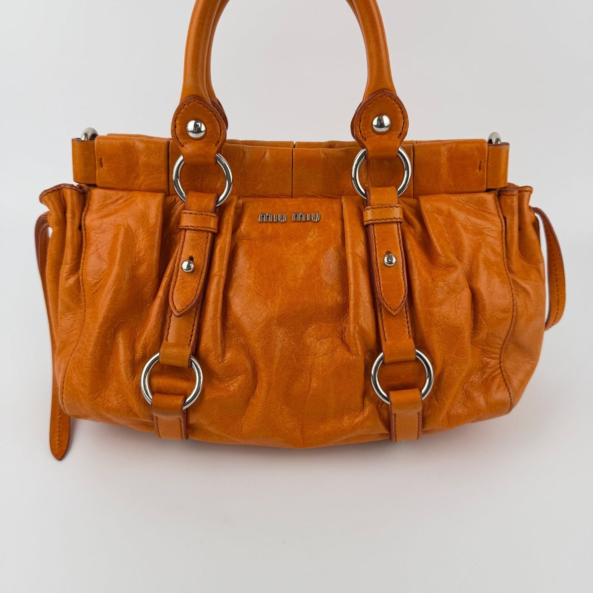 Miu Miu Shoulder Bag Orange Leather Vintage — view 3