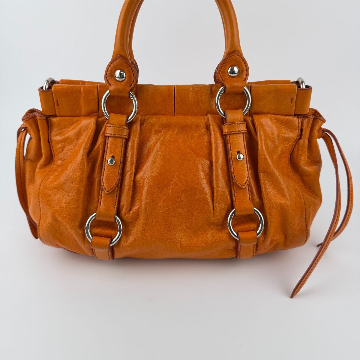 Miu Miu Shoulder Bag Orange Leather Vintage — view 4