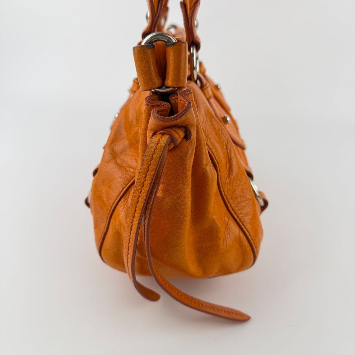 Miu Miu Shoulder Bag Orange Leather Vintage — view 5