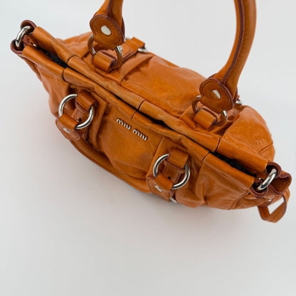 Miu Miu Shoulder Bag Orange Leather Vintage — view 7