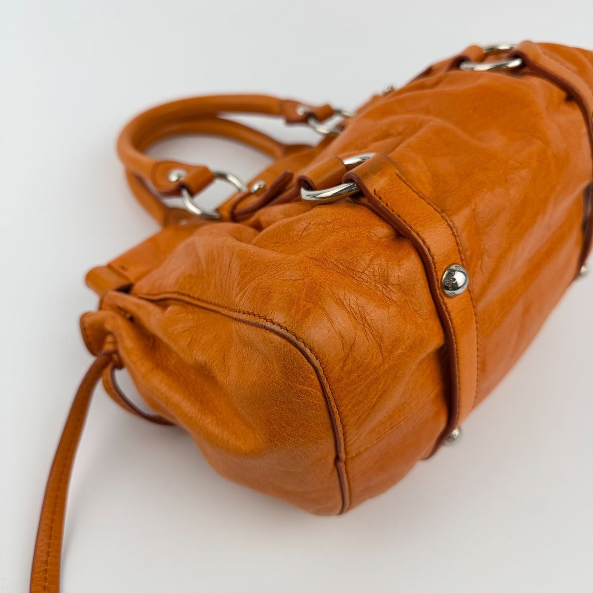 Miu Miu Shoulder Bag Orange Leather Vintage — view 9