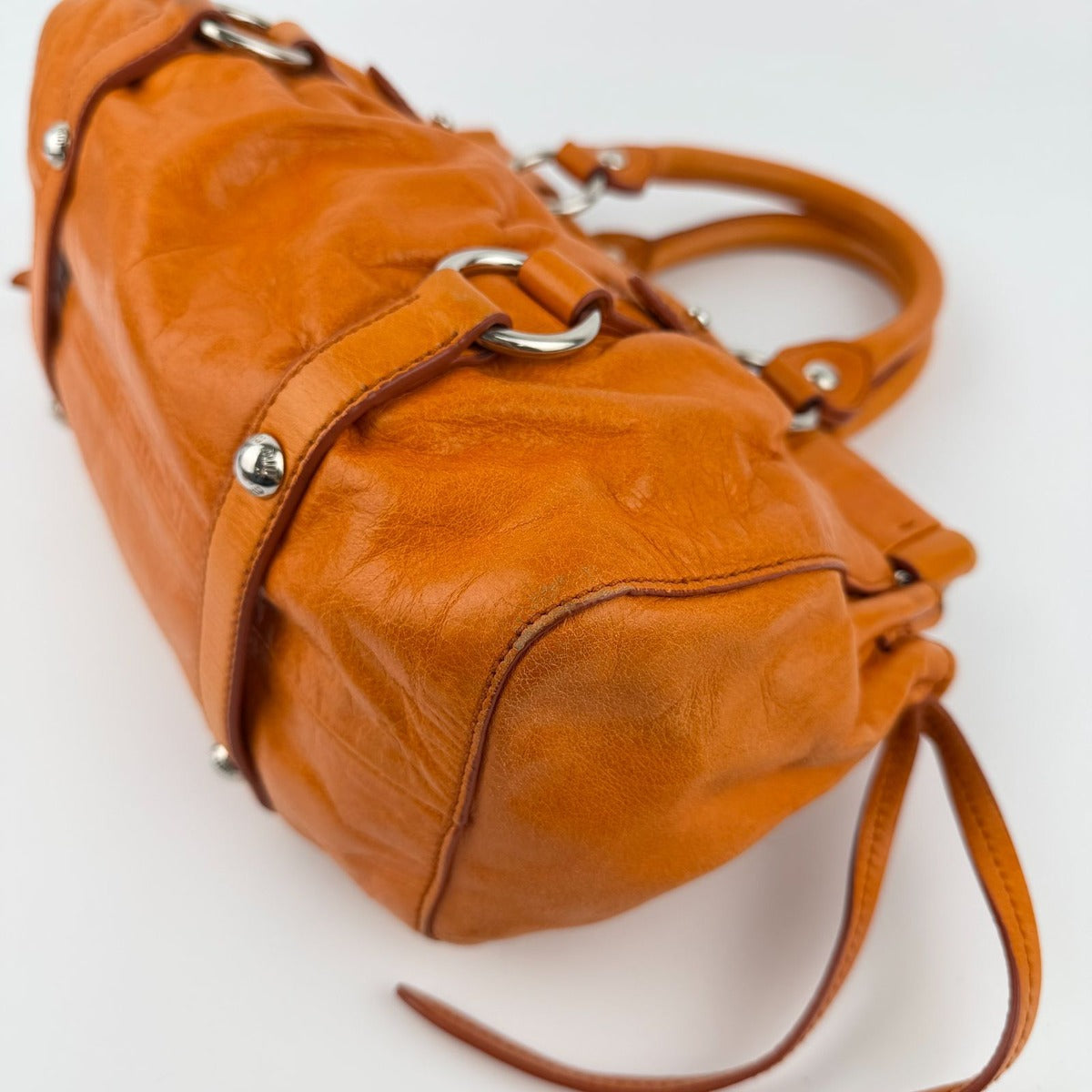 Miu Miu Shoulder Bag Orange Leather Vintage — view 10