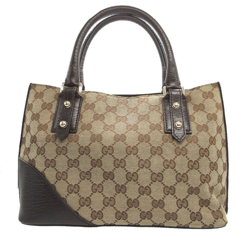 Gucci 137475 Sherry GG Canvas Leather Beige Brown Handbag 1789 Gucci
