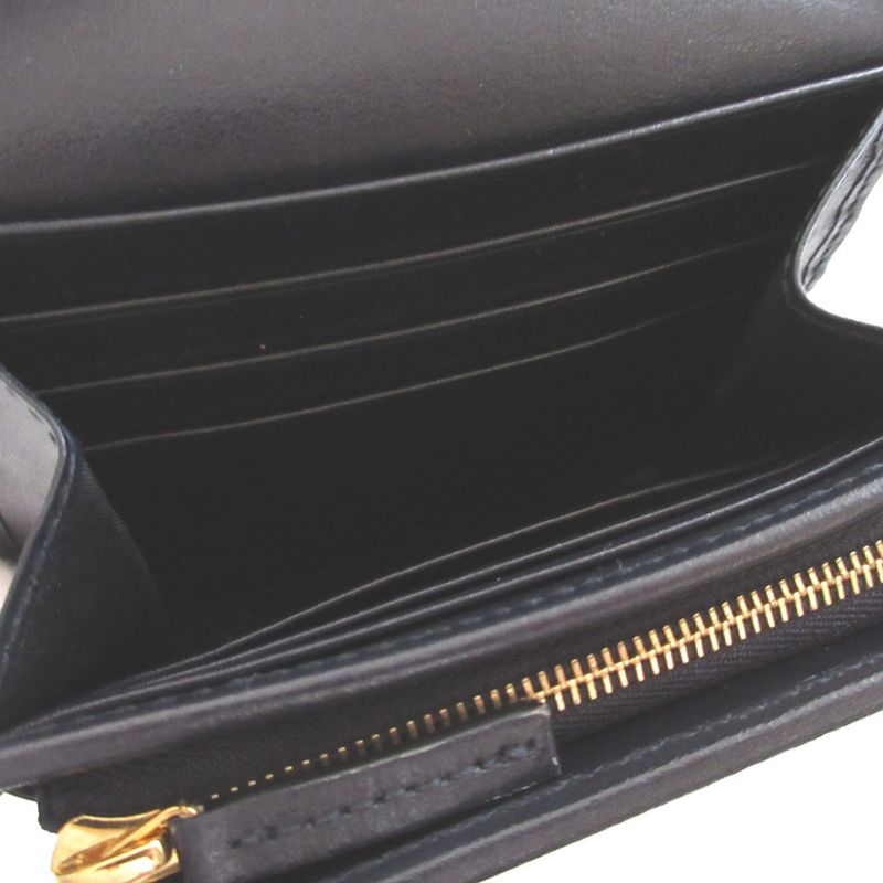 Gucci 621891 Horsebit 1955 Compact Wallet Canvas Leather Beige Navy Blue Bifold