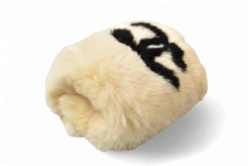 Chanel Bangle Lapin Rabbit Fur Chanel Coco Mark Fur Cufflinks Bracelet Wristband