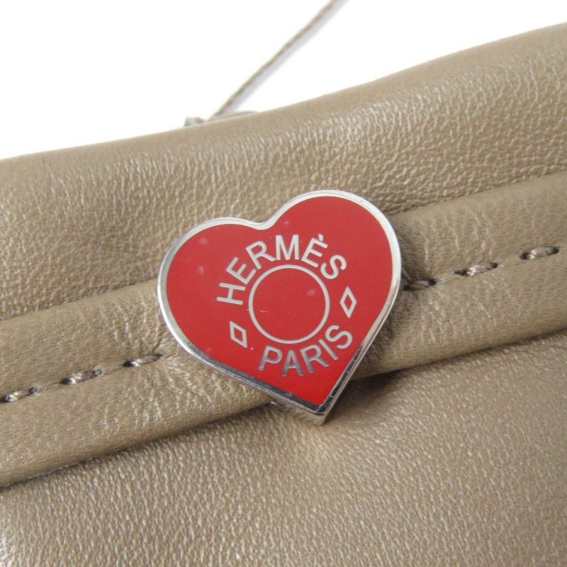 Hermes Dream Love Dream Love Lamb Leather Lined With 100% Silk Etoupe Heart