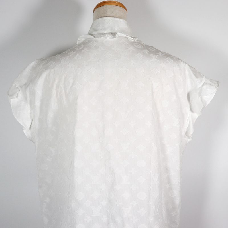 Louis Vuitton French Sleeve Ruffle Top Ruffle Blouse Monogram Rw232w AQV Fhbl13