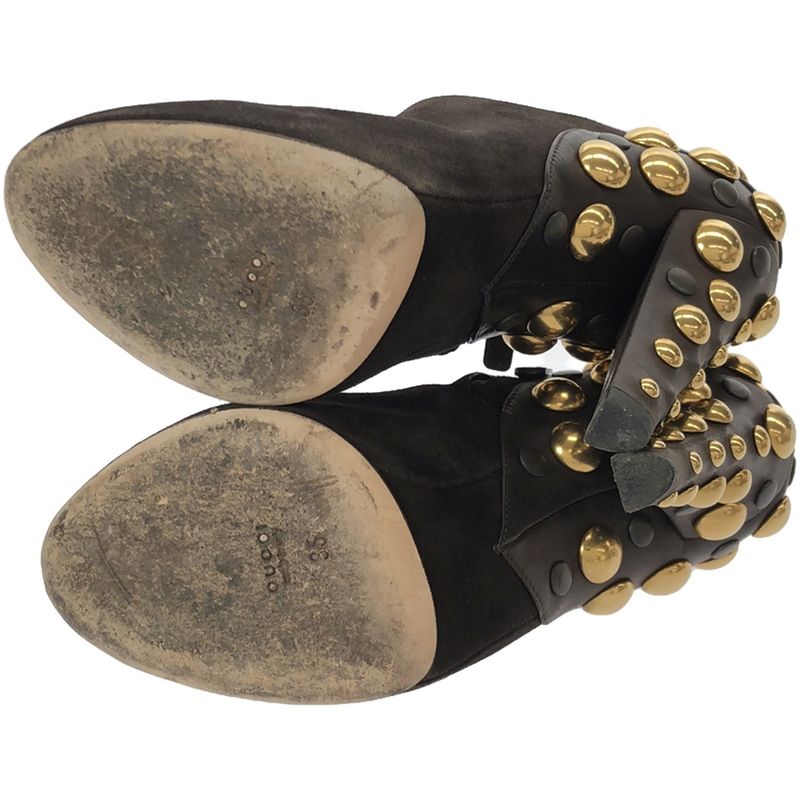Gucci Studded Design Suede Booties Brown 35 208394