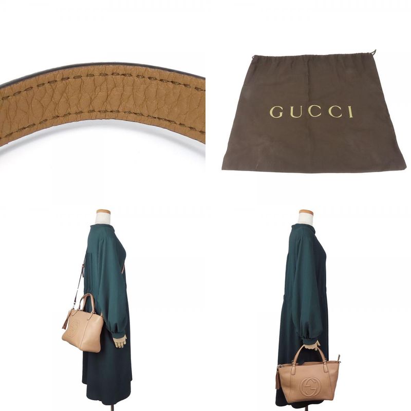 Gucci Handbag Soho 369176 Interlocking Tassel Leather Beige Gold Hardware 2WAY