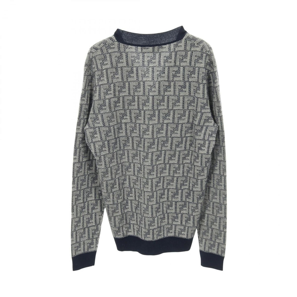 Fendi Cardigan FF Logo Navy Wool — view 2