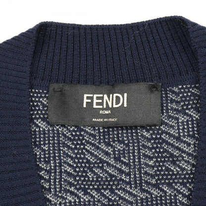 Fendi Cardigan FF Logo Navy Wool — view 3
