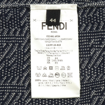 Fendi Cardigan FF Logo Navy Wool — view 4