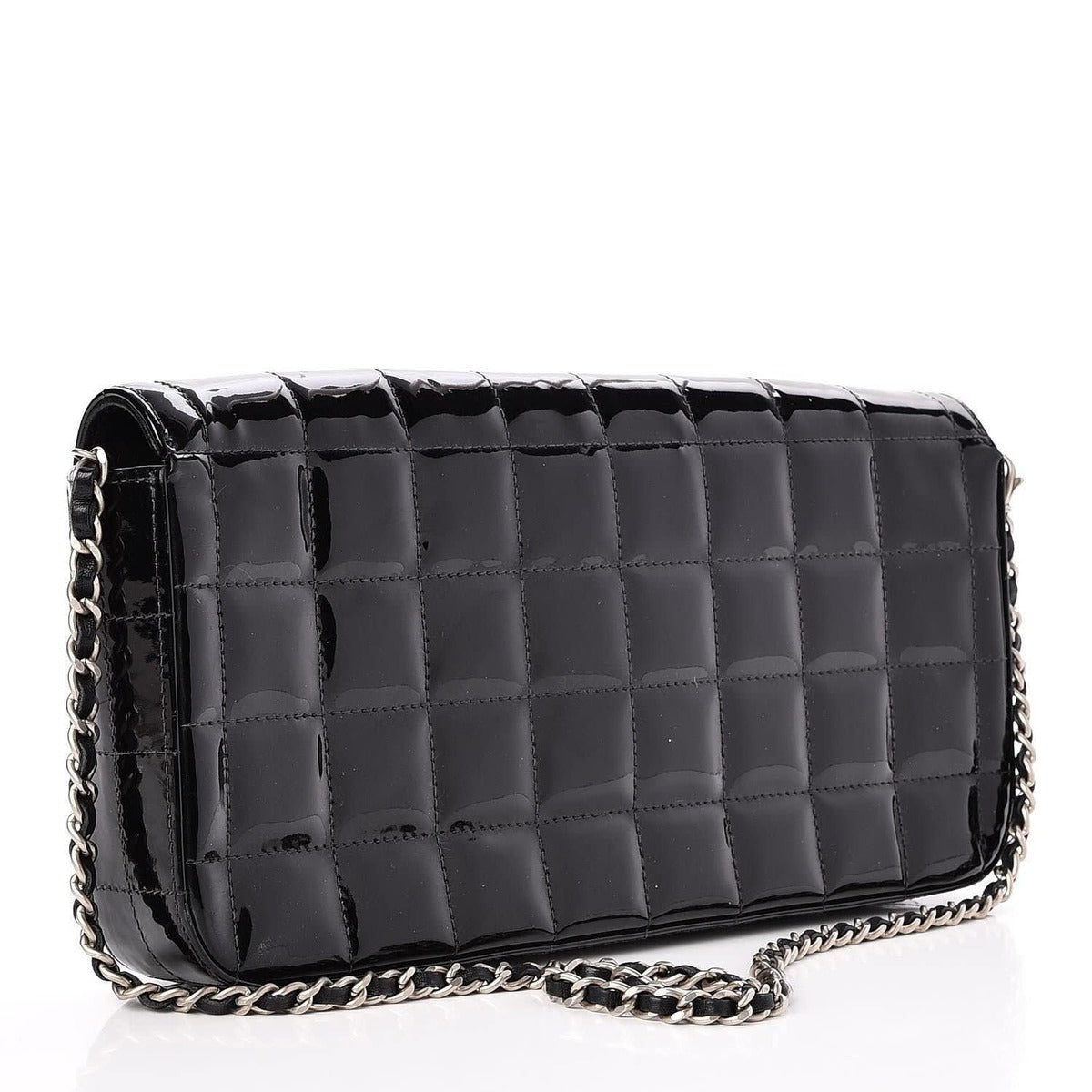 Chanel Patent Leather East West Chocolate Bar Flap Bag Black Purse — view 4