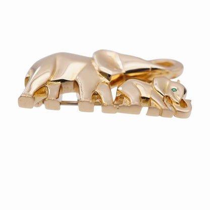 Cartier Candy Elephant 18K Yellow Gold Emerald Brooch Elephant Yellow Gold
