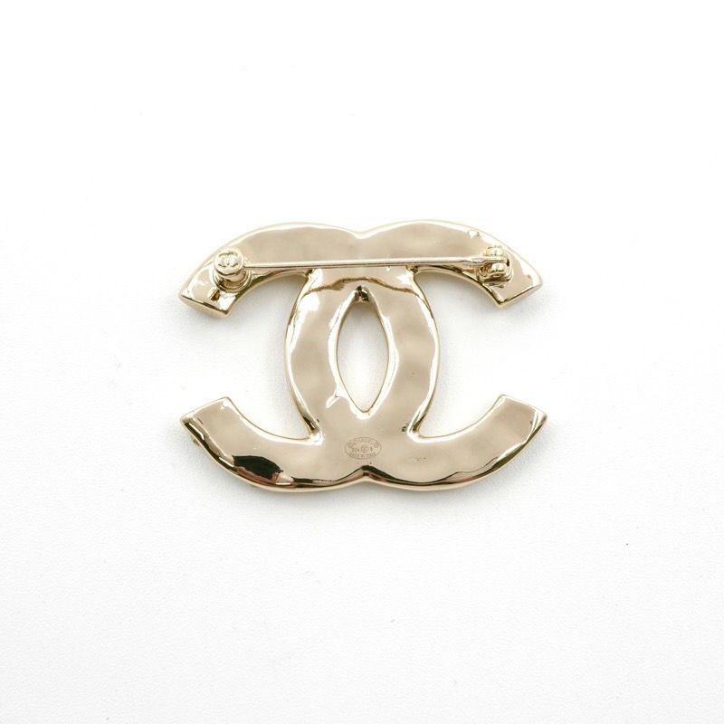 Chanel Brooch Corsage Gold Here Mark Rhinestone