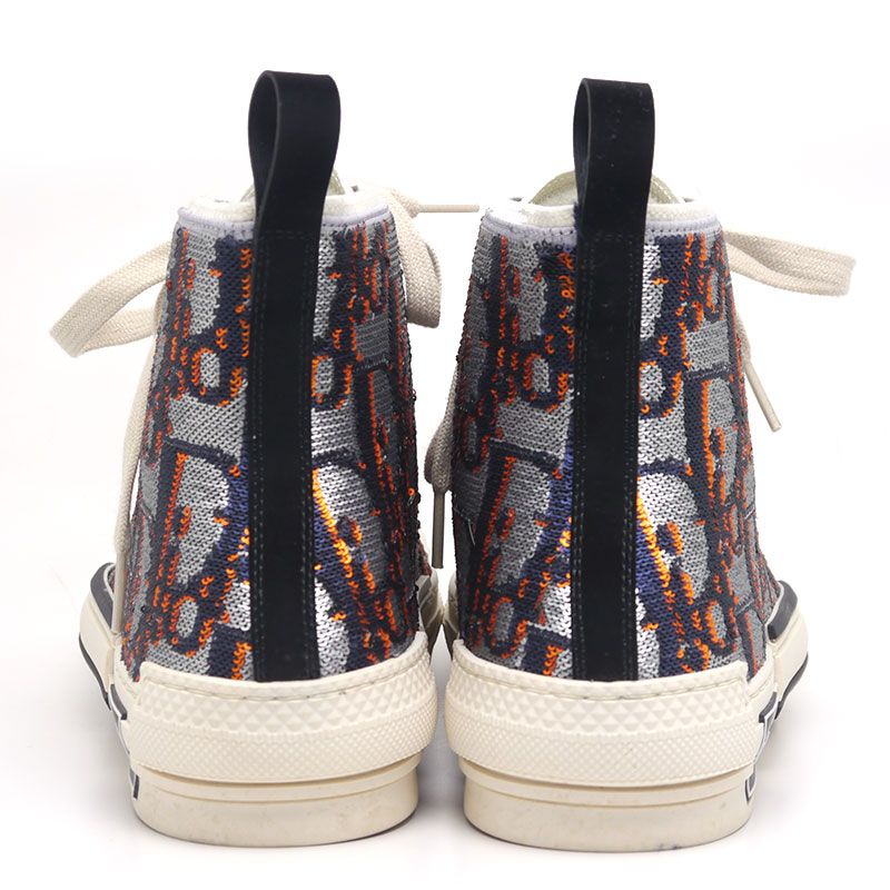 Dior B23 Sequined High Cut Sneakers Size 42 Silver