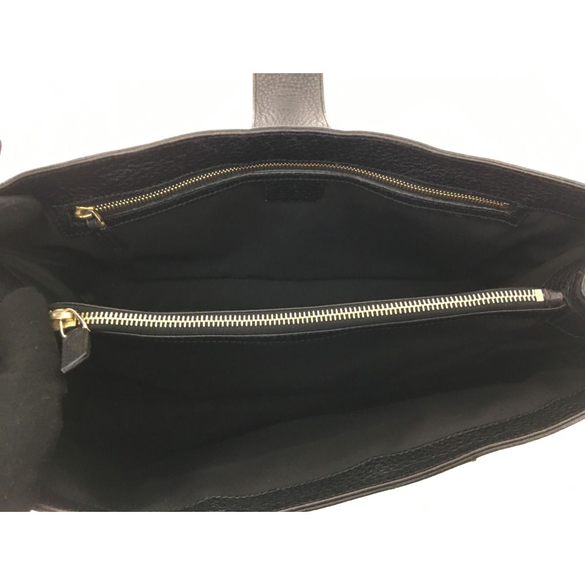 Gucci Women's Gold Hardware Handbag All Leather 131325 Black