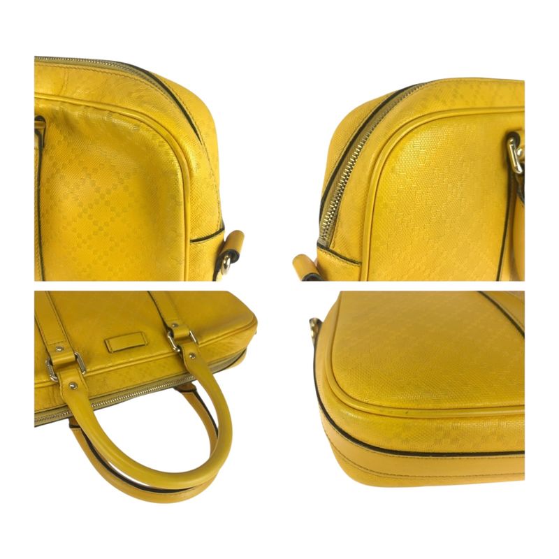 Gucci Diamante Yellow Silver Hardware Leather 344357 Business Bag Briefcase