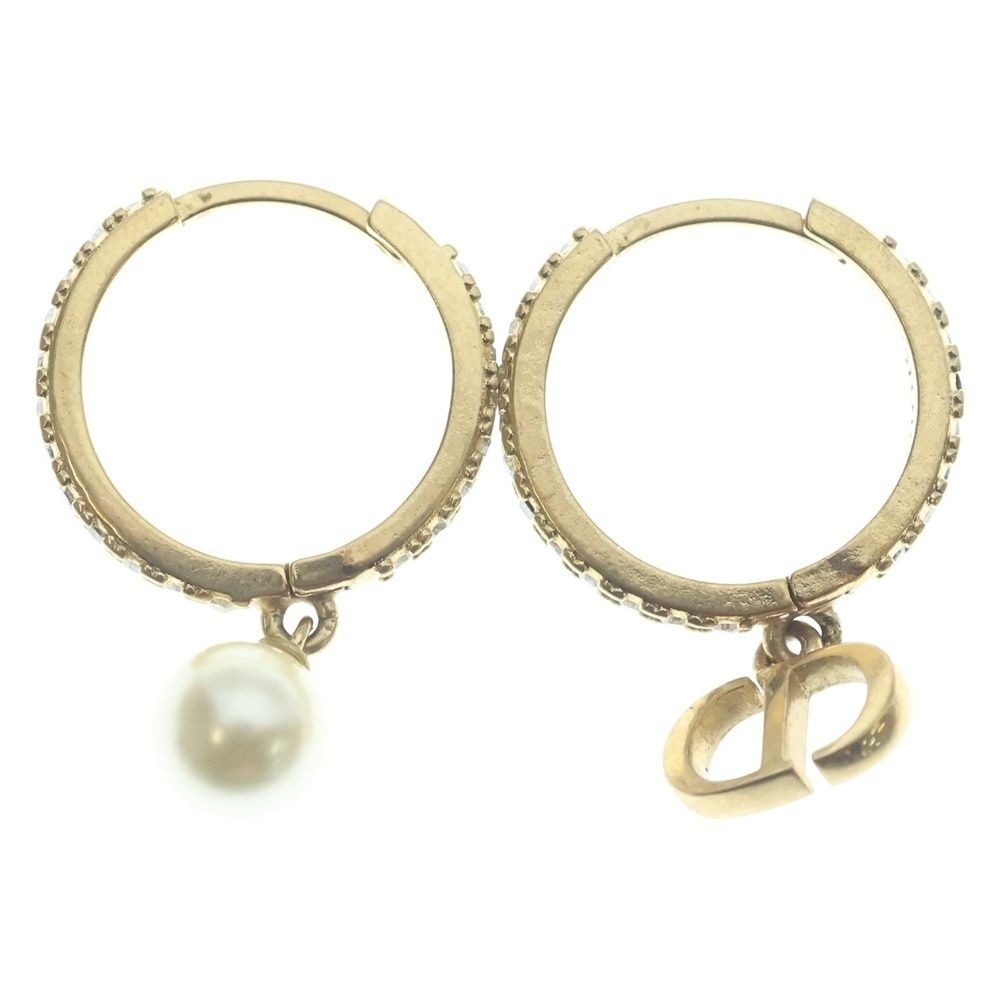 Dior Cdlogo Line Stone Earrings Gold