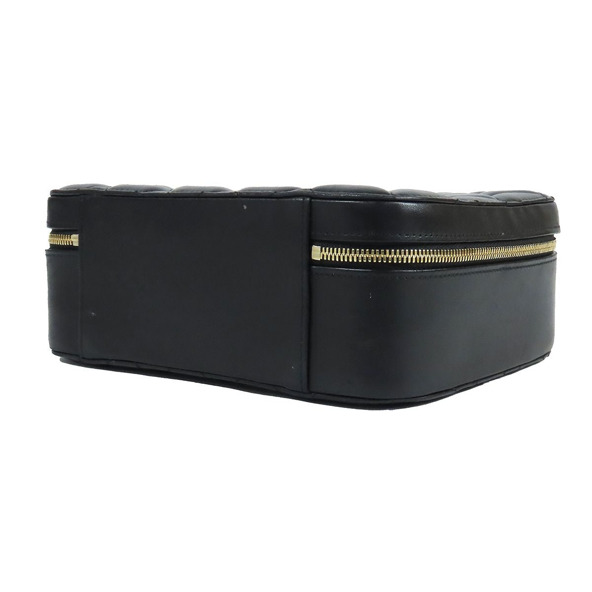Chanel Vanity Black Gold Leather Quilted Stitch 2-Way Top Shoulder Bag — view 3