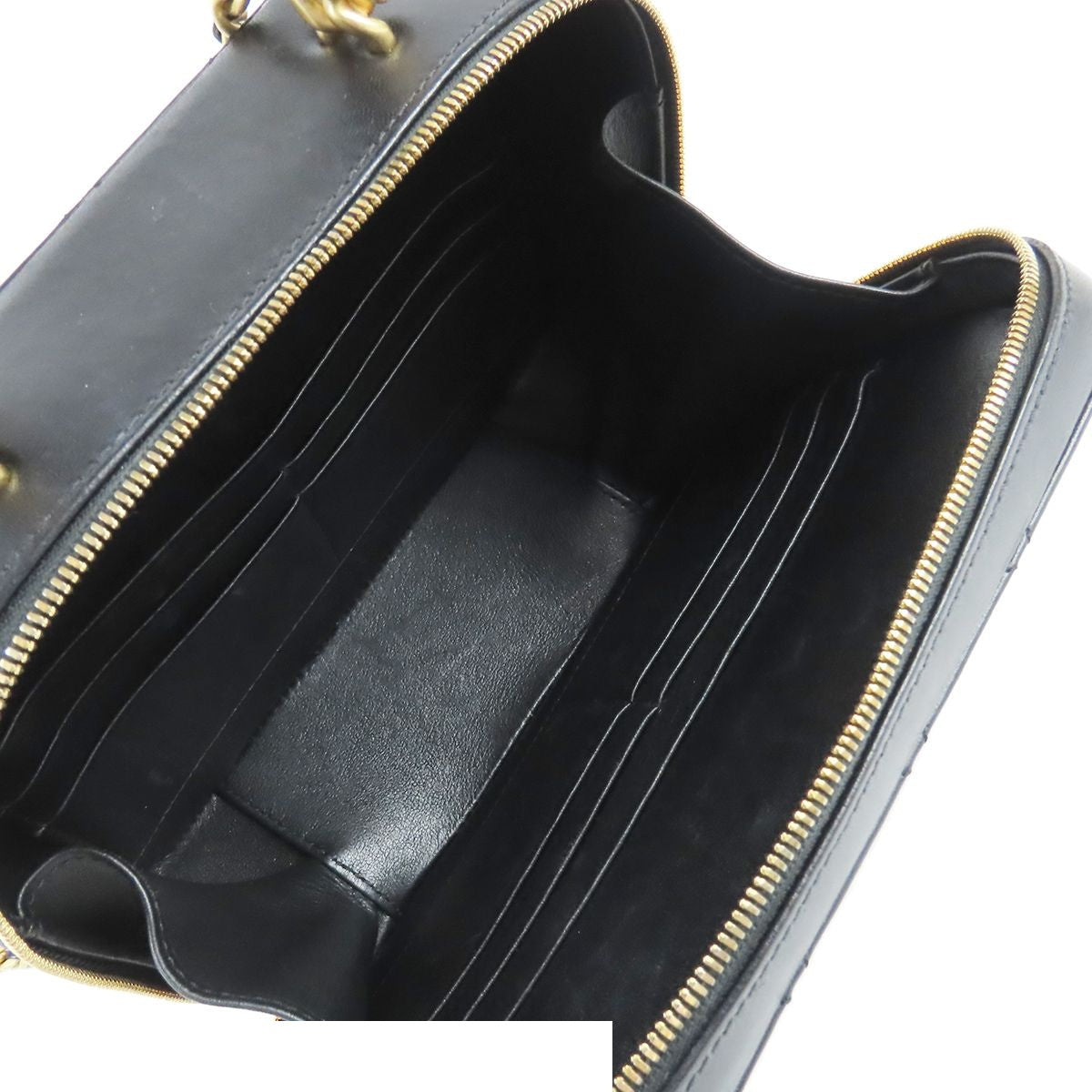 Chanel Vanity Black Gold Leather Quilted Stitch 2-Way Top Shoulder Bag — view 5