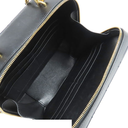 Chanel Vanity Black Gold Leather Quilted Stitch 2-Way Top Shoulder Bag — view 5