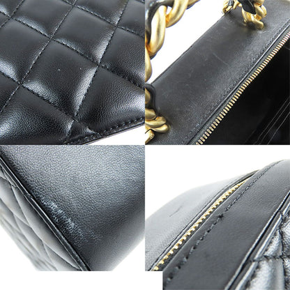 Chanel Vanity Black Gold Leather Quilted Stitch 2-Way Top Shoulder Bag — view 6