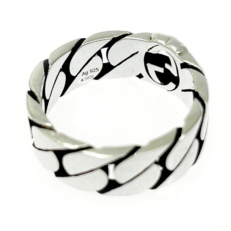 Gucci Silver Interlocking Wide Ring 4.3g 925 Engraved 307449 Ring with Box
