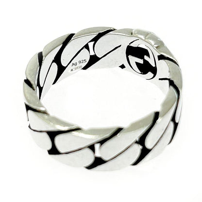 Gucci Silver Interlocking Wide Ring 4.3g 925 Engraved 307449 Ring with Box