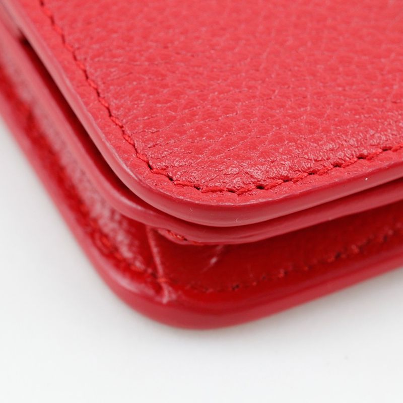 Balenciaga BB Logo 601474 Leather Red Ladies Fold Wallet