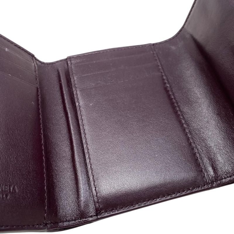 Bottega Veneta Trifold Wallet Maxi Intrecciato 651372 Leather Purple Gold