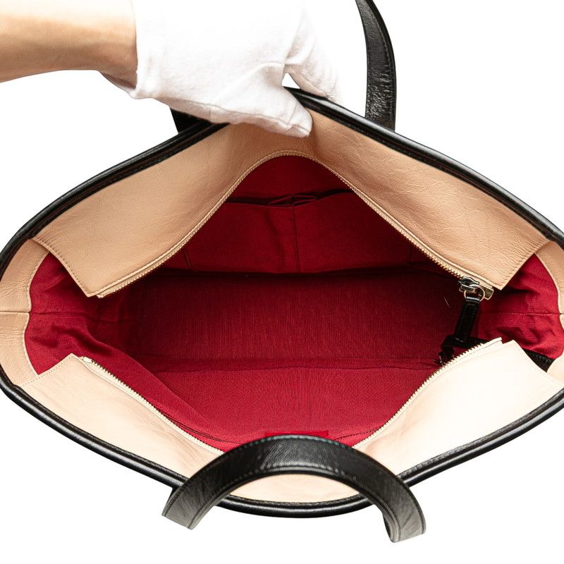 Chanel Gabrielle Coco Mark Handbag Shoulder Bag 2WAY Beige Black Lambskin Women