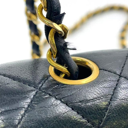 Chanel Full Flap Chain Shoulder Matelasse 1st Lambskin Black Shoulder Bag Gold