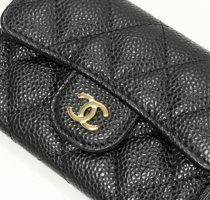 Chanel Foldable Card Case With Depth Business Card Holder Matelasse Caviar Skin