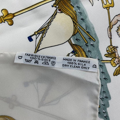 Hermes Carre 90 Silk Scarf Voiles de Lumiere Sailing Ship of Light White — view 10