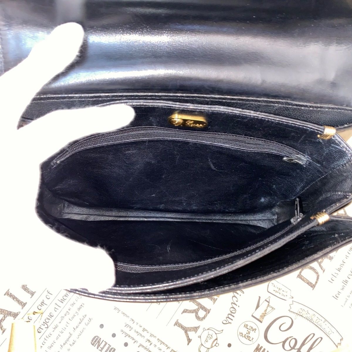 Gucci Vintage Handbag Clutch Pouch Leather Black Travel Business — view 10