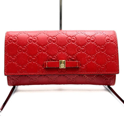 Gucci 388679 Guccissima Wallet Leather Red Women's Fashion Accessories