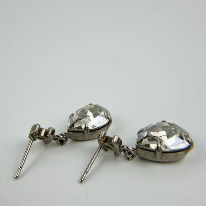Chanel CC Logo Rhinestone Earrings Silver Vintage — view 5