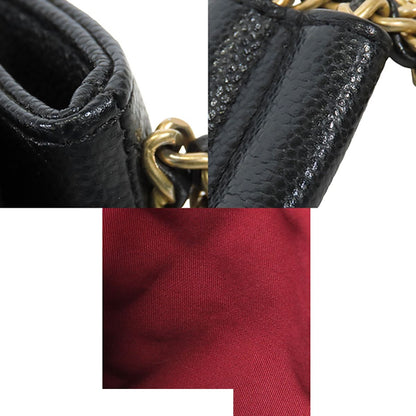 Chanel Shopping Black Gold Caviar Leather Small Chain Quilted Shoulder Bag — view 7