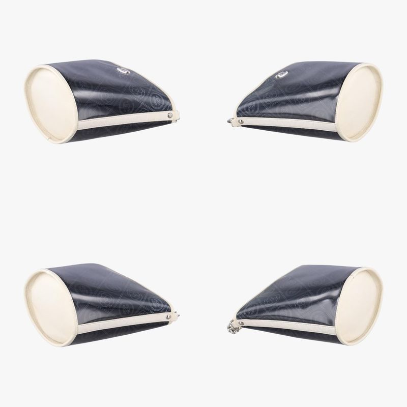 Chanel Coco Mark Camellia Vinyl Basket Black And White PVC Coated Canvas A57637