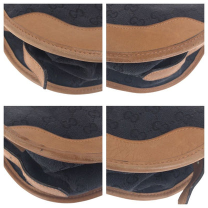 Gucci Vintage Old Gucci Sherry Line Black Brown GG Canvas/leather Shoulder Bag