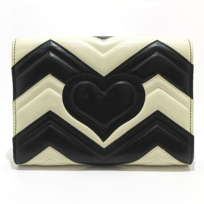 Gucci Wallet GG Marmont 474575 White And Black Chain Wallet Leather