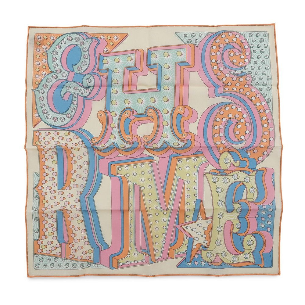 Hermes Scarf Carre 45 Gavroche Electric Cotton Handkerchief Petit Orange Multicolor