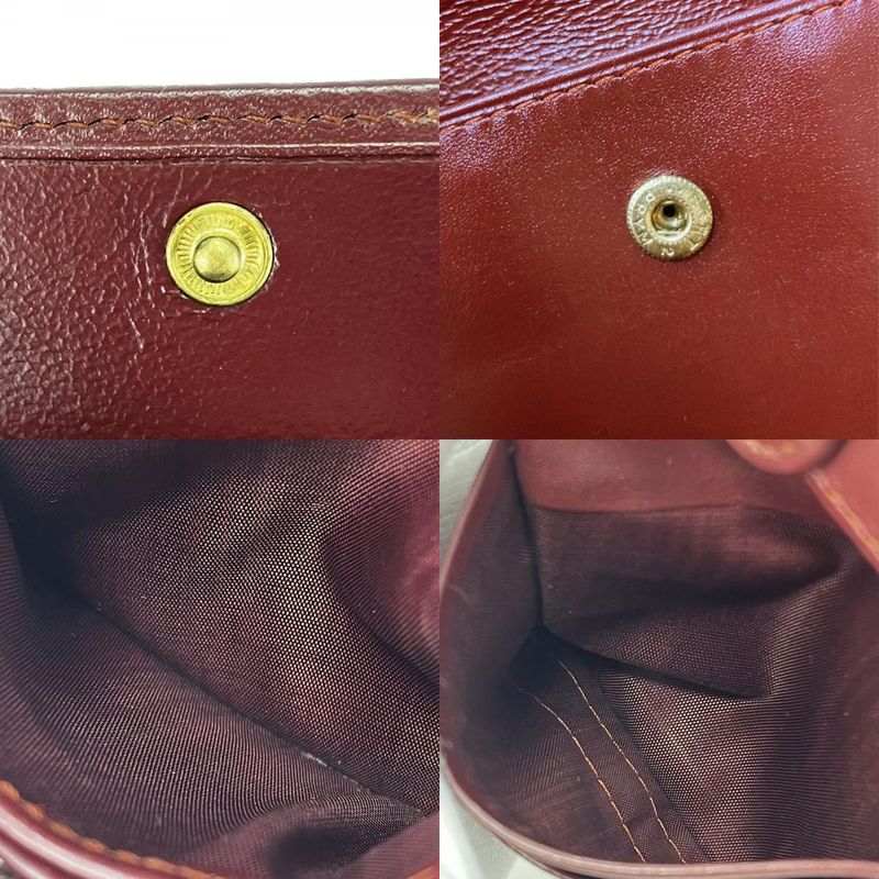 Cartier Bifold Wallet Must Line Calf Bordeaux Gold Hardware With Coin Purse