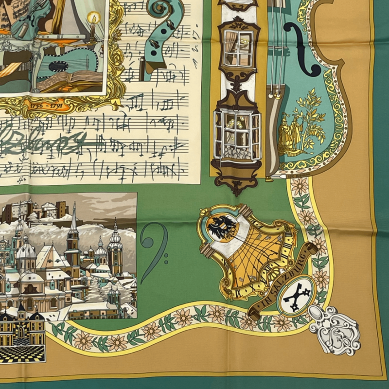 Hermes Carre 90 In Salzburg At Salzburg Scarf Silk Green