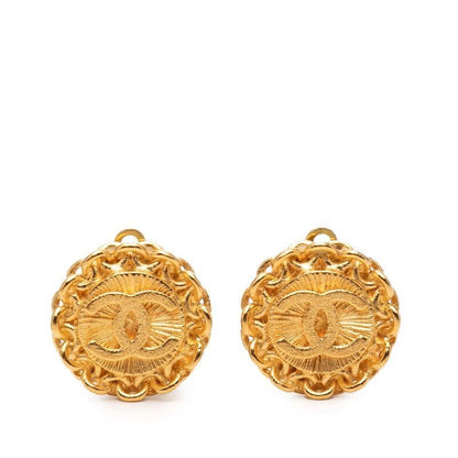 Chanel CC Logo Earrings Gold Plated